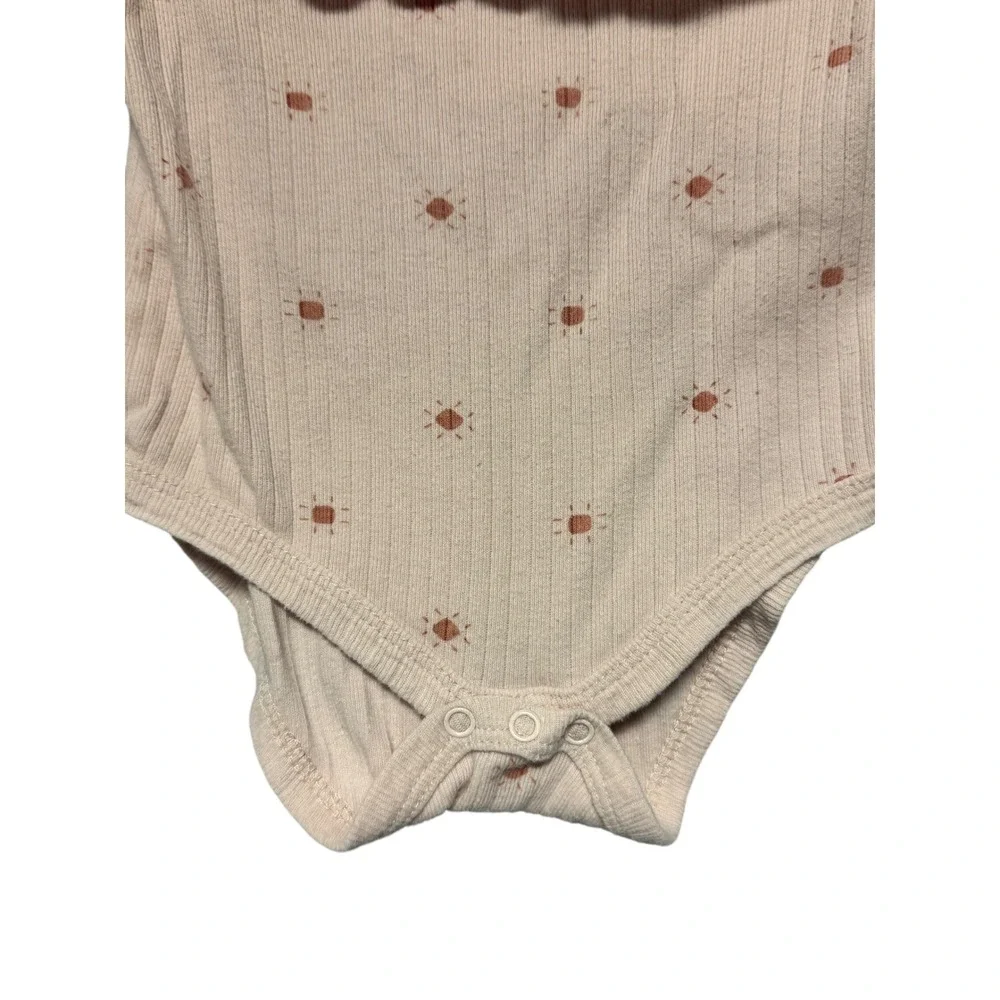 Rabbit Bear Organic Sun Print‎ Ruffle Long Sleeve Baby Girl Bodysuit 6-9 Months